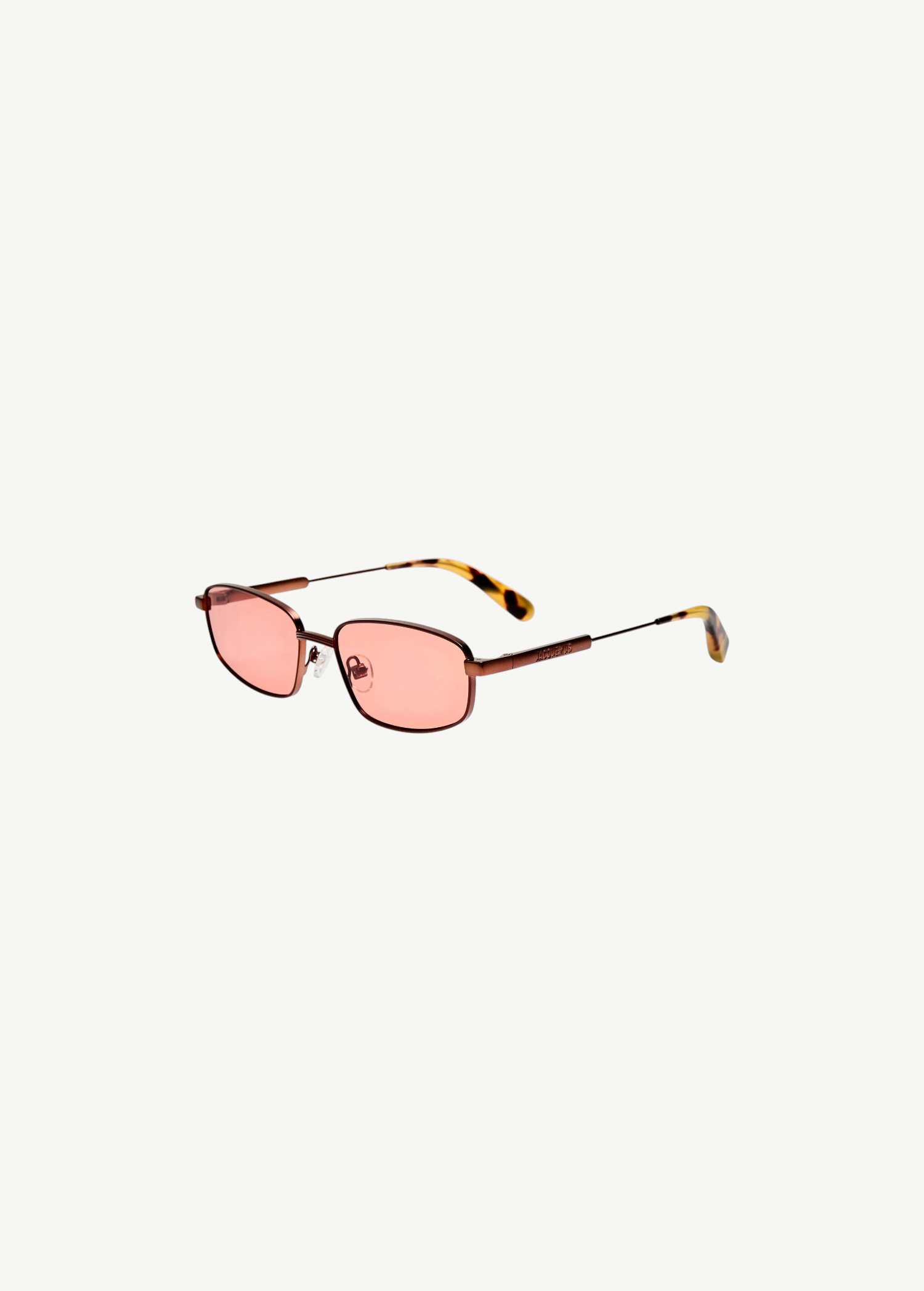 KABE SHOP INC Sera rectangular sunglasses in matte brown stainless steel with rose-tinted lenses and tortoiseshell tips