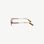 KABE SHOP INC Sera rectangular sunglasses in matte brown stainless steel with rose lenses and tortoiseshell tips