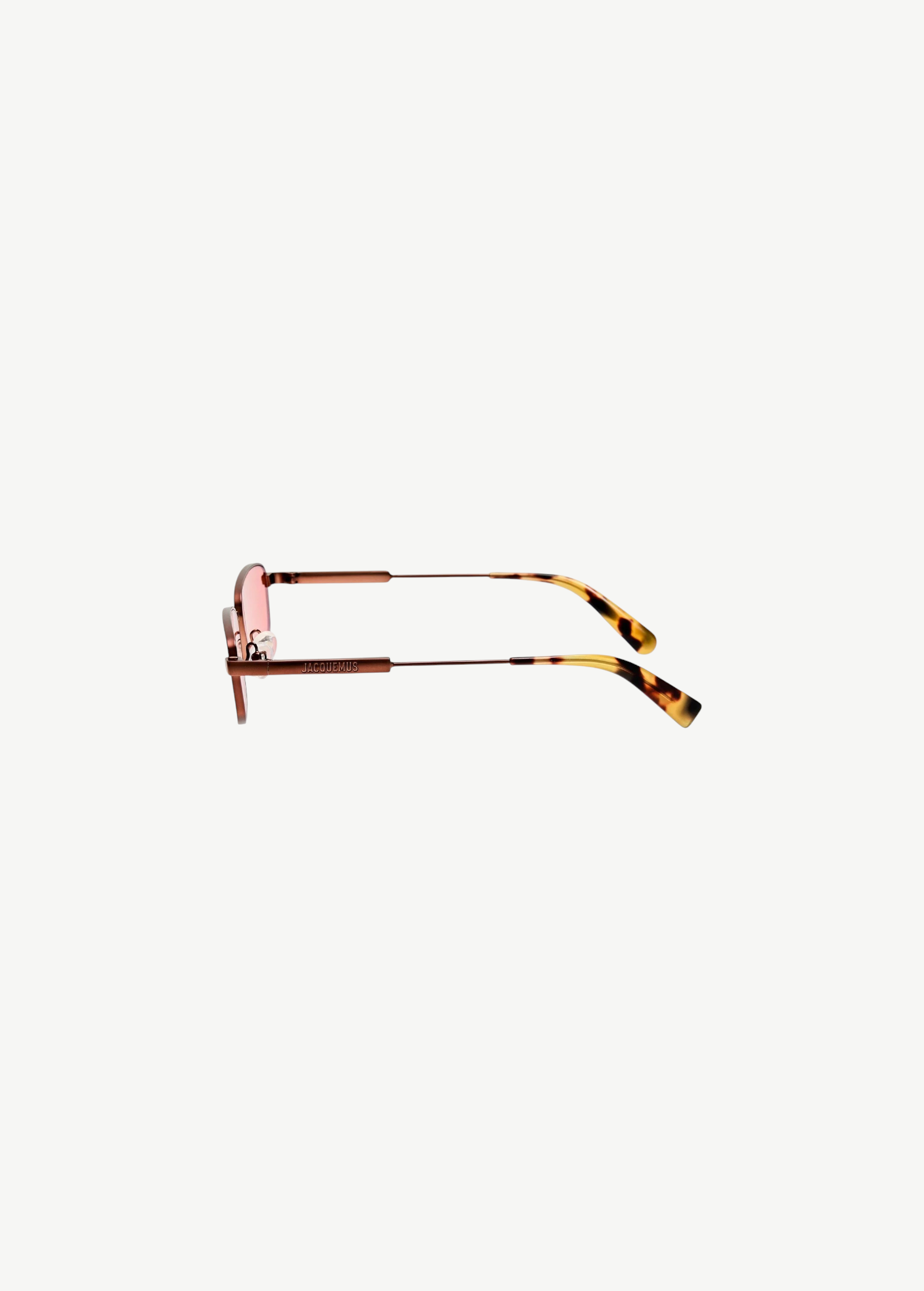 KABE SHOP INC Sera rectangular sunglasses in matte brown stainless steel with rose lenses and tortoiseshell tips
