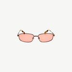 KABE SHOP INC Sera rectangular sunglasses with matte brown stainless steel frames and rose-tinted lenses.