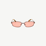 KABE SHOP INC Sera rectangular sunglasses with matte brown stainless steel frames and rose-tinted lenses.