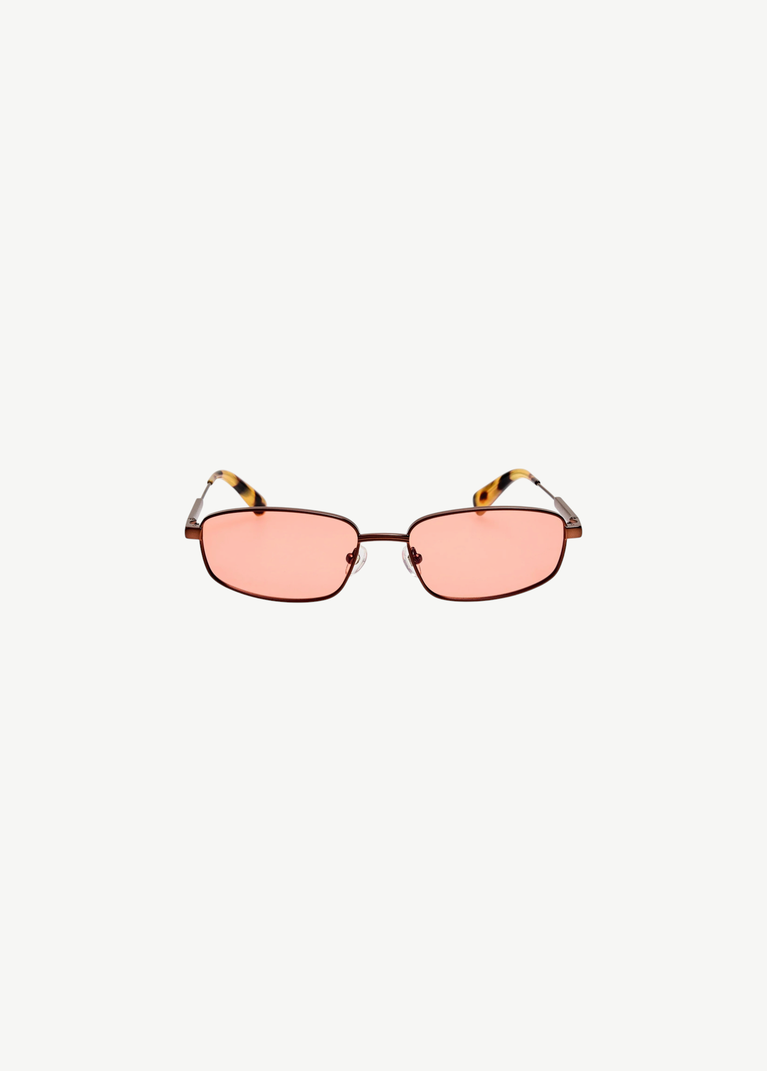 KABE SHOP INC Sera rectangular sunglasses with matte brown stainless steel frames and rose-tinted lenses.