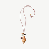 KABE SHOP INC shell necklace with colorful stone charms and beads on an adjustable brown leather cord