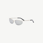 KABE SHOP INC Charlotte cat-eye sunglasses with silver-tone metal frames and dark gray lenses.