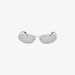 KABE SHOP INC Charlotte cat-eye sunglasses with a silver-tone metal frame and dark gray lenses.