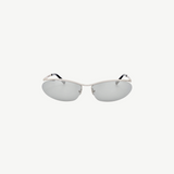 KABE SHOP INC Charlotte cat-eye sunglasses with a silver-tone metal frame and dark gray lenses.