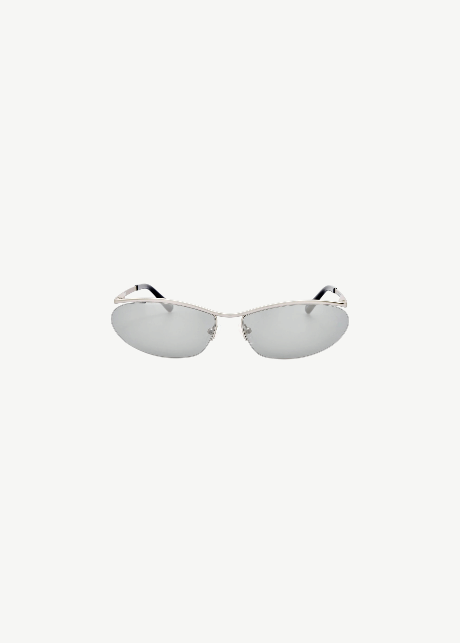 KABE SHOP INC Charlotte cat-eye sunglasses with a silver-tone metal frame and dark gray lenses.