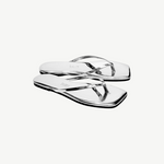 KABE SHOP INC Square Toe Lily Mirror silver metallic flip-flops with a modern square toe design