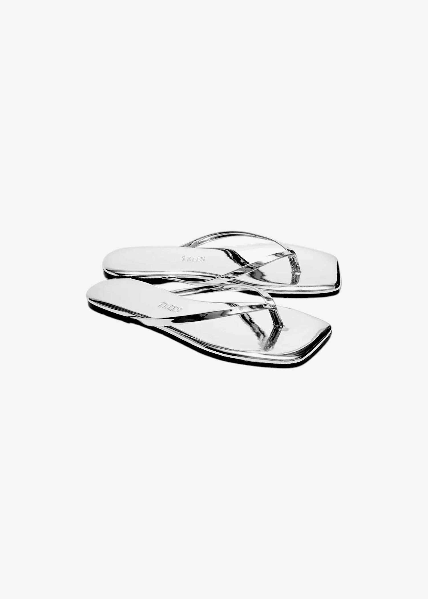 KABE SHOP INC Square Toe Lily Mirror silver metallic flip-flops with a modern square toe design