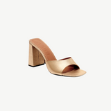 KABE SHOP INC Sloane Heel metallic gold leather open-toe sandal with a sturdy block heel