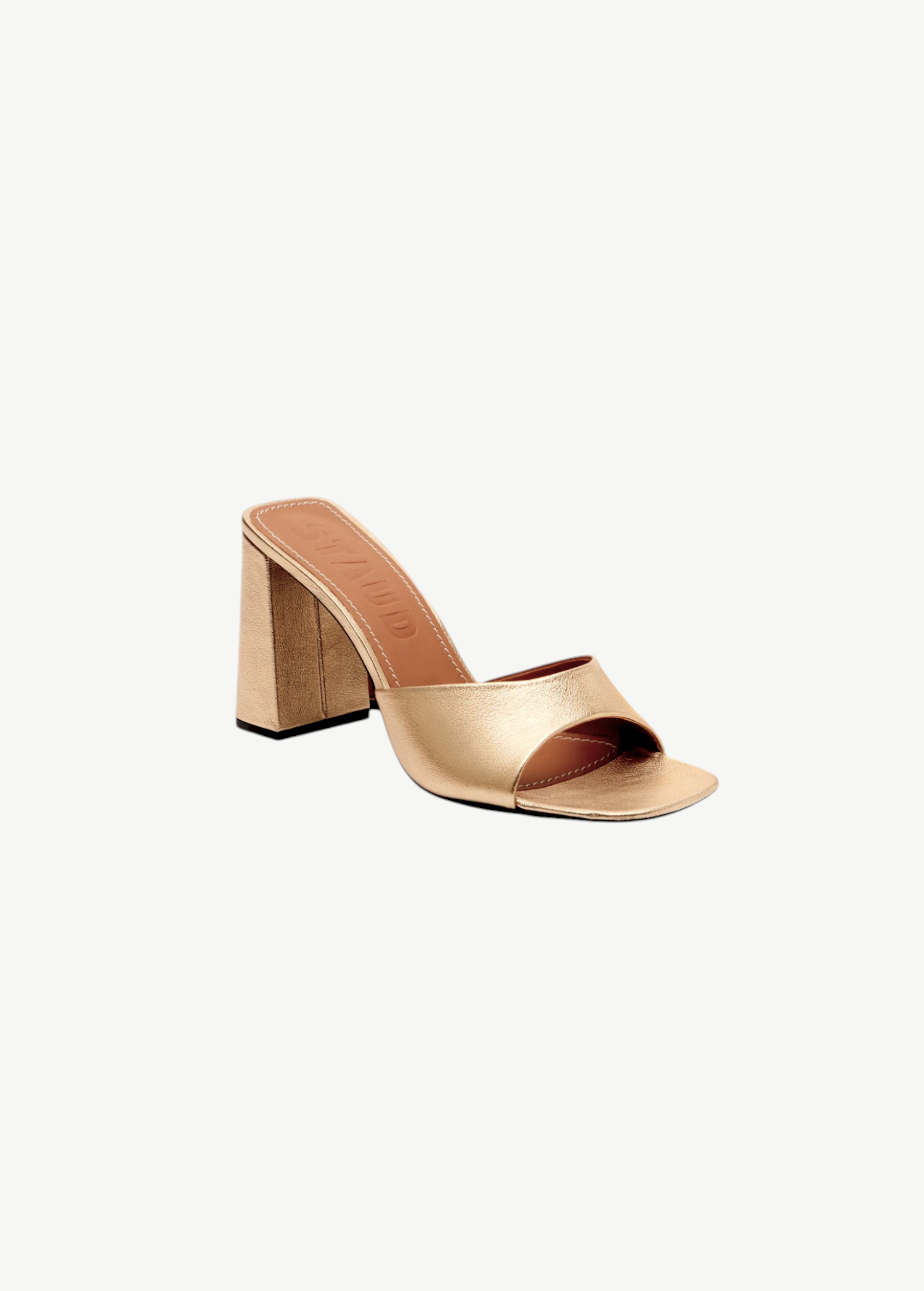 KABE SHOP INC Sloane Heel metallic gold leather open-toe sandal with a sturdy block heel