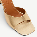 KABE SHOP INC Sloane gold metallic leather square-toe sandal with a comfortable open-toe design.