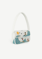 KABE SHOP INC Tommy shoulder bag featuring white beads with a colorful surfing and ocean wave design