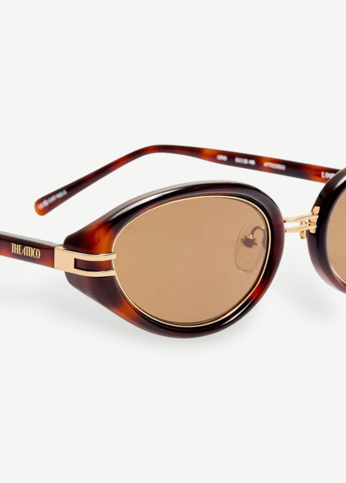KABE Ambra oval sunglasses featuring a tortoiseshell frame, gold-tone accents, and brown gradient lenses.
