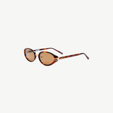 KABE SHOP INC Ambra oval sunglasses featuring a tortoiseshell frame, brown gradient lenses, and gold-tone metal accents.