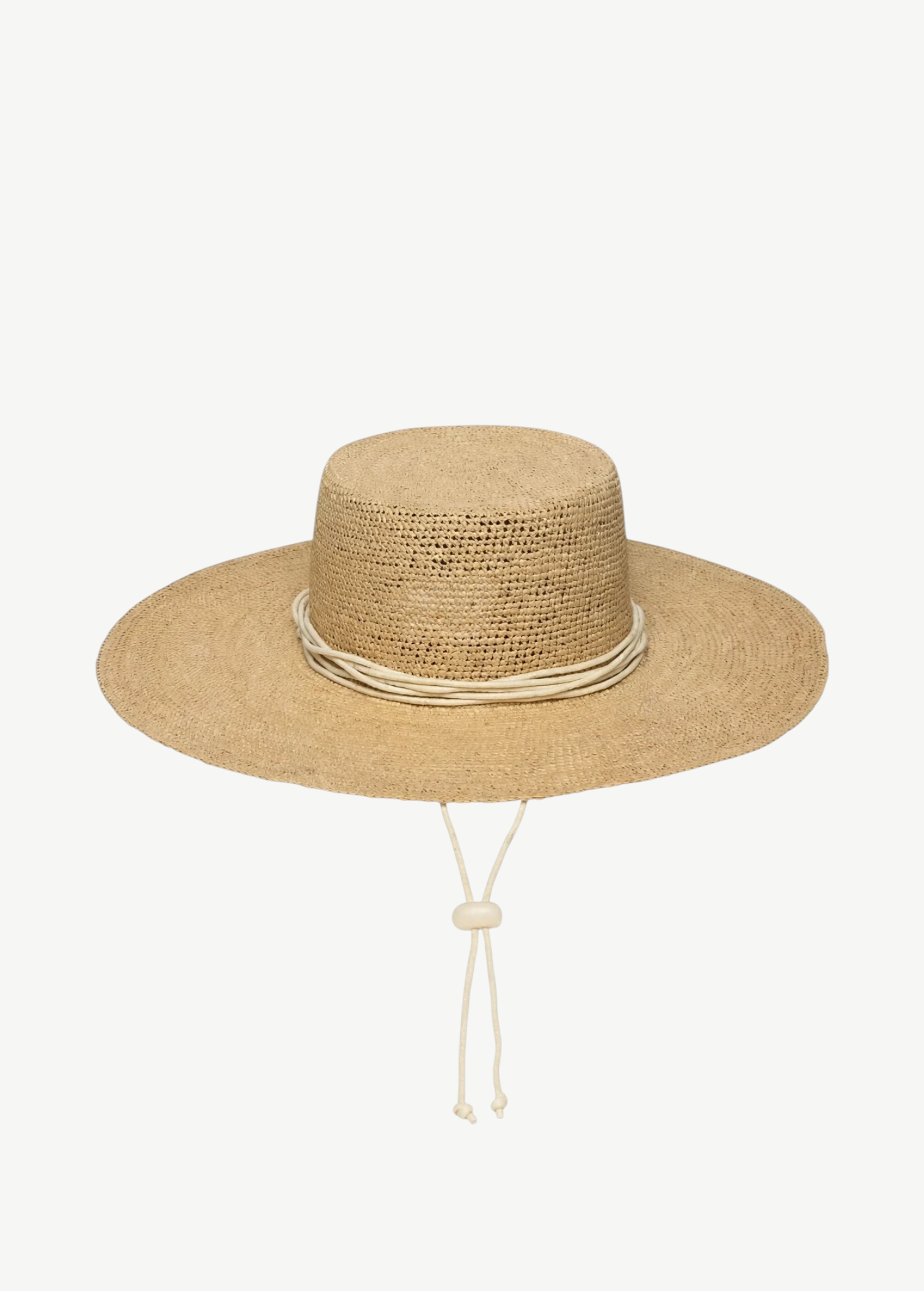 KABE SHOP INC Vitoria wide brim straw hat in natural tan with a decorative cord and adjustable chin strap