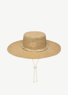 KABE SHOP INC Vitoria wide brim straw hat in natural tan with a decorative cord and adjustable chin strap