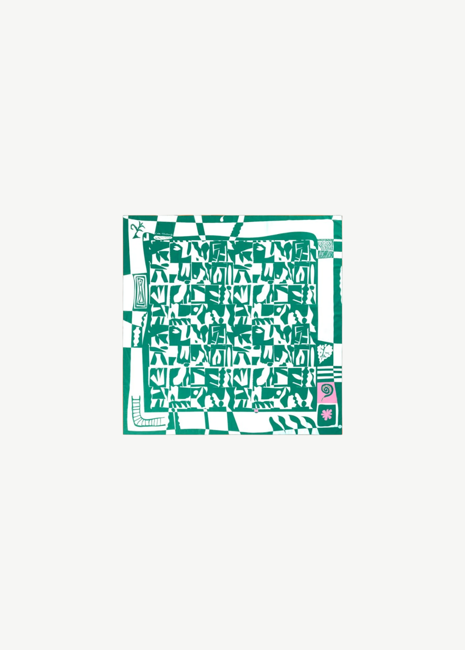 KABE SHOP INC Grass Seeds Pareo featuring a vibrant green and white abstract print on soft cotton fabric