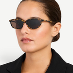 KABE SHOP INC Libby sunglasses with angular tortoiseshell acetate frames and brown lenses worn by a model