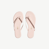 KABE SHOP INC Lily Glosses pale pink patent leather flip flops with cushioned insoles and rubber outsoles.