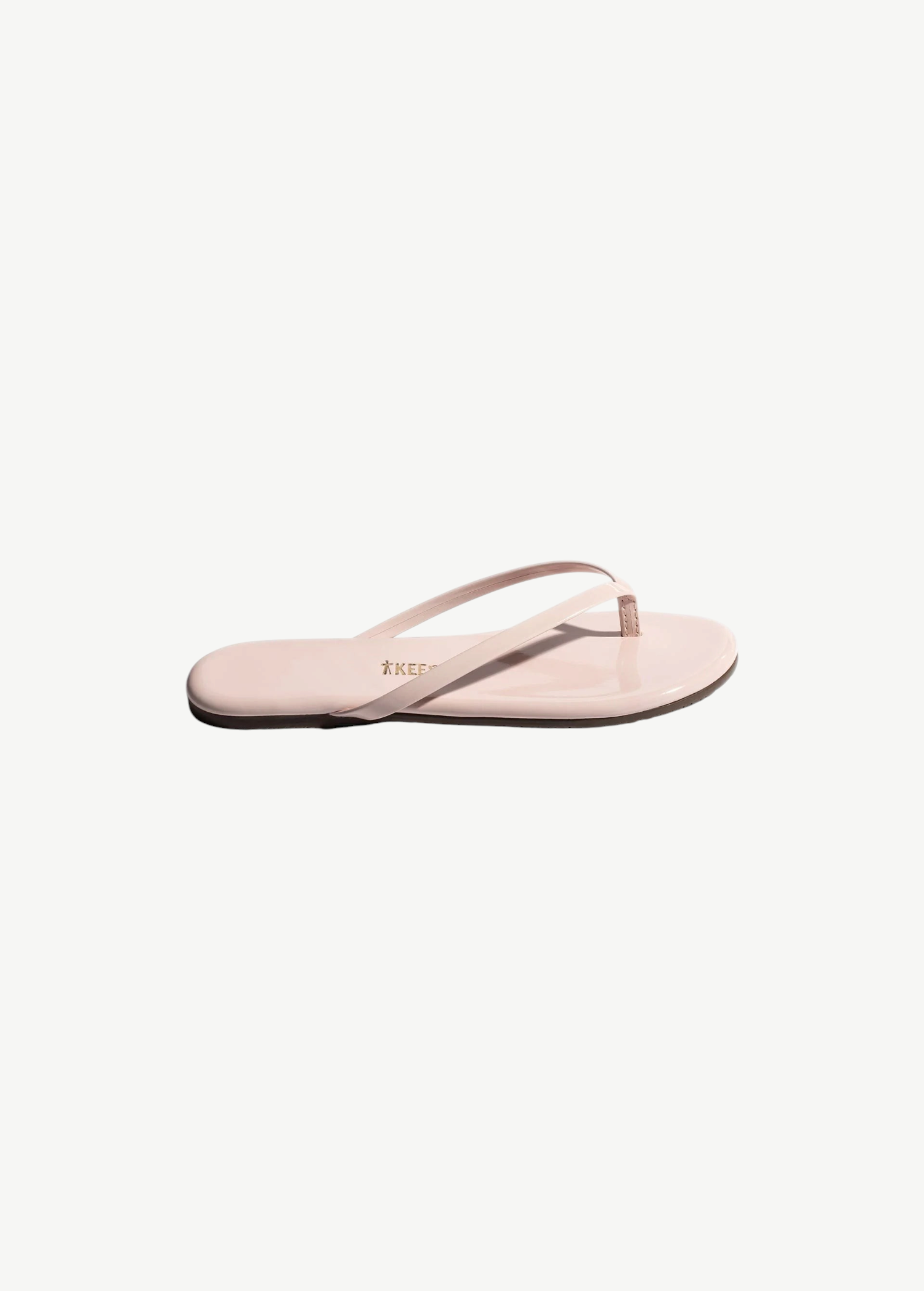 KABE SHOP INC Lily Glosses blush pink patent leather flip flop with cushioned insole and slim strap