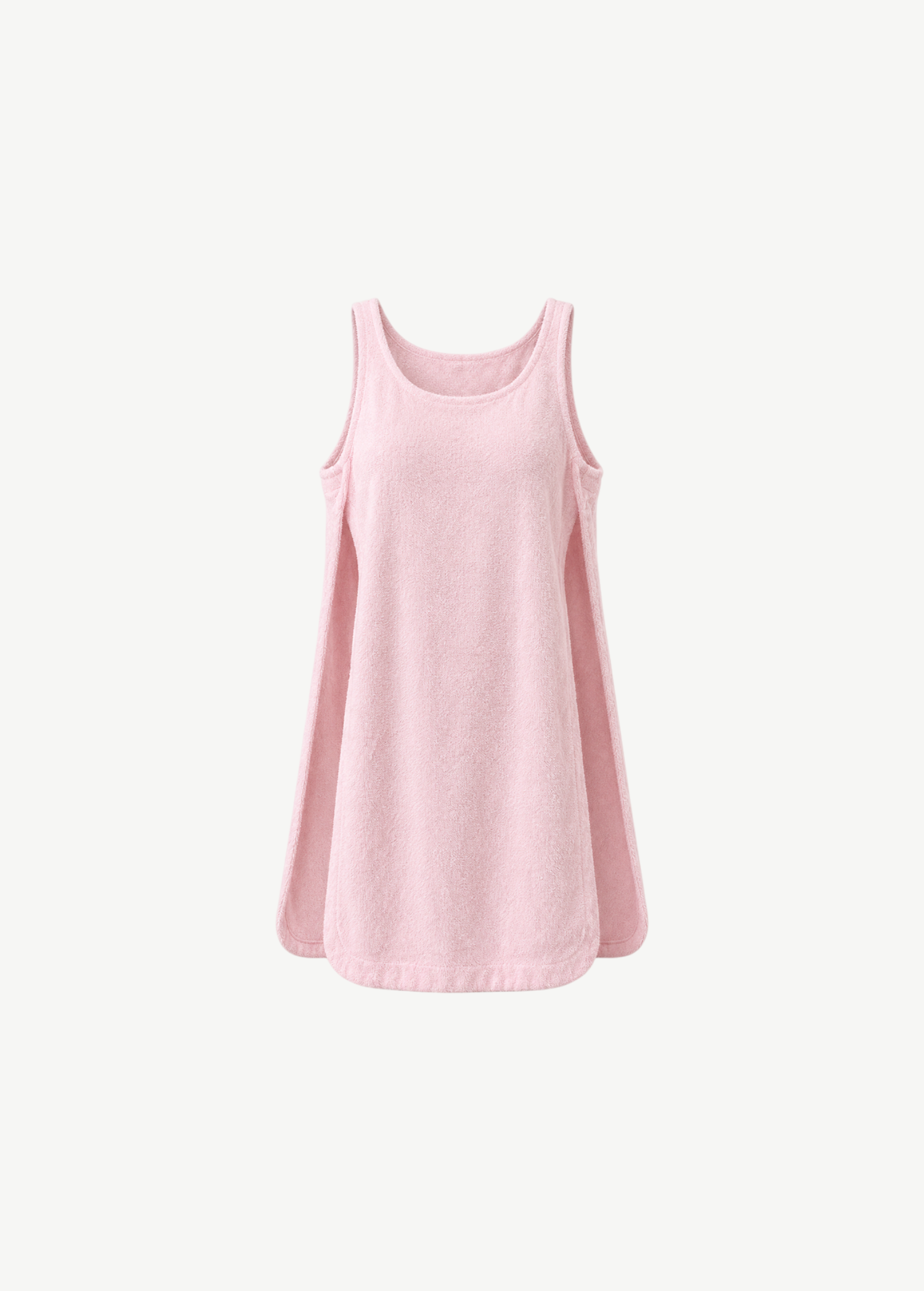 KABE SHOP INC pink terry cloth sleeveless cruise dress with a relaxed silhouette and scoop neckline