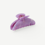 KABE SHOP INC Midi Heirloom Claw in translucent lavender marbled Italian acetate with reinforced metal hardware.