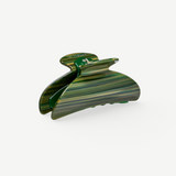 KABE SHOP INC Midi Heirloom hair claw in green striped Italian acetate with reinforced hardware