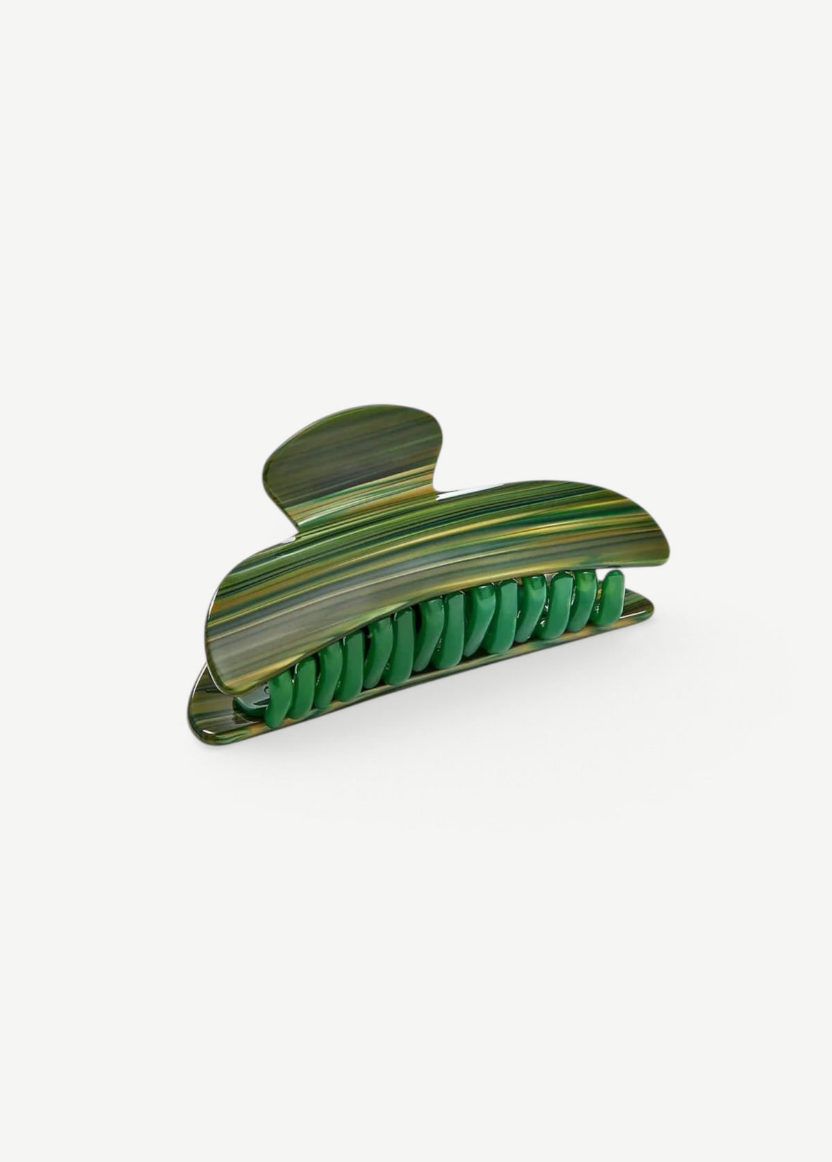 KABE SHOP INC Midi Heirloom claw hair clip in green marbled Italian acetate with reinforced hardware