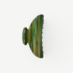 KABE SHOP INC Midi Heirloom hair claw in green and gold marbled Italian acetate with a double-walled design