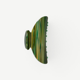 KABE SHOP INC Midi Heirloom hair claw in green and gold marbled Italian acetate with a double-walled design