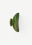 KABE SHOP INC Midi Heirloom hair claw in green and gold marbled Italian acetate with a double-walled design