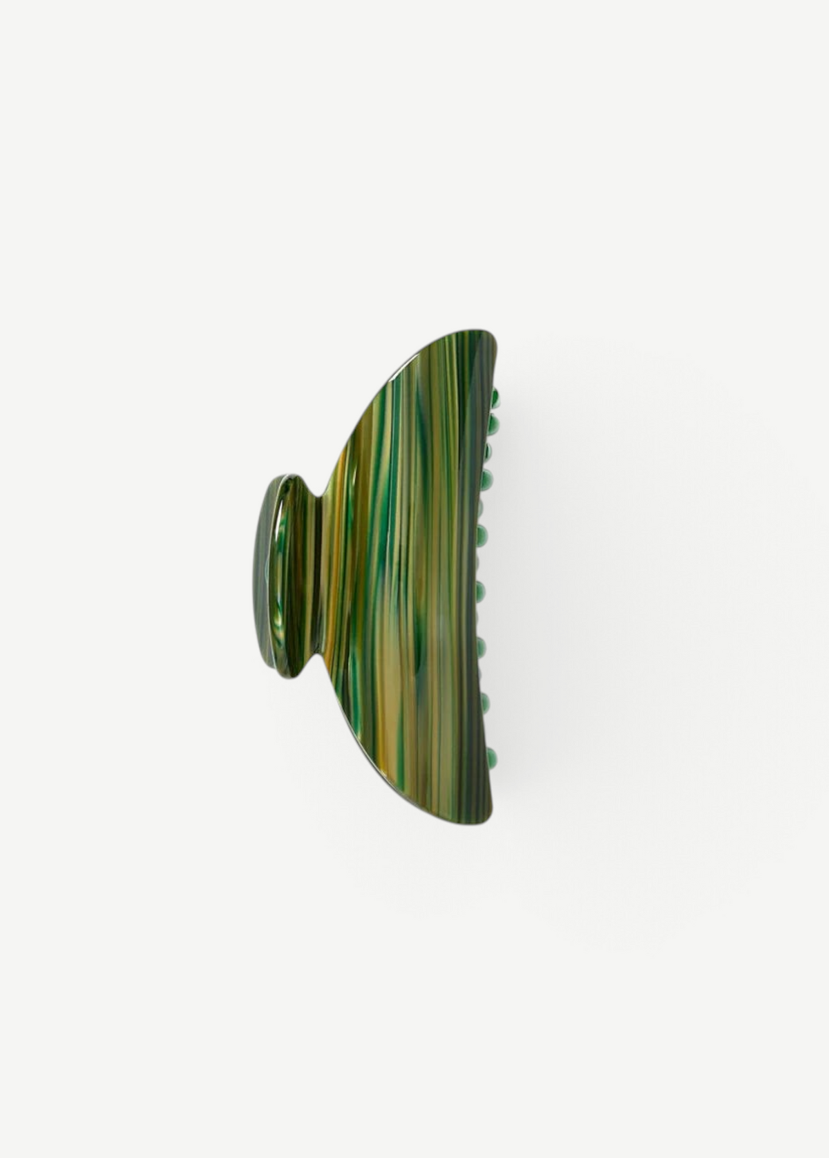 KABE SHOP INC Midi Heirloom hair claw in green and gold marbled Italian acetate with a double-walled design