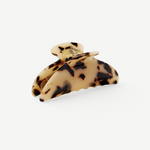KABE SHOP INC Midi Heirloom hair claw in a beige and brown tortoiseshell Italian acetate with reinforced hardware.