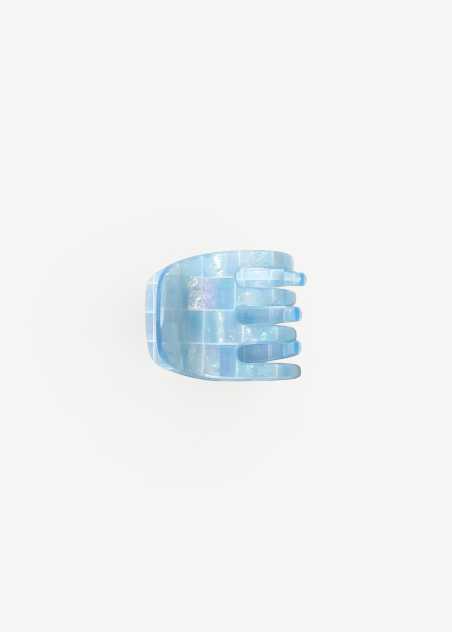 KABE SHOP INC handcrafted light blue checkered mini claw clip made from Italian bio-acetate for all hair types