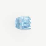 KABE SHOP INC handcrafted light blue checkered mini claw clip made from Italian bio-acetate for all hair types