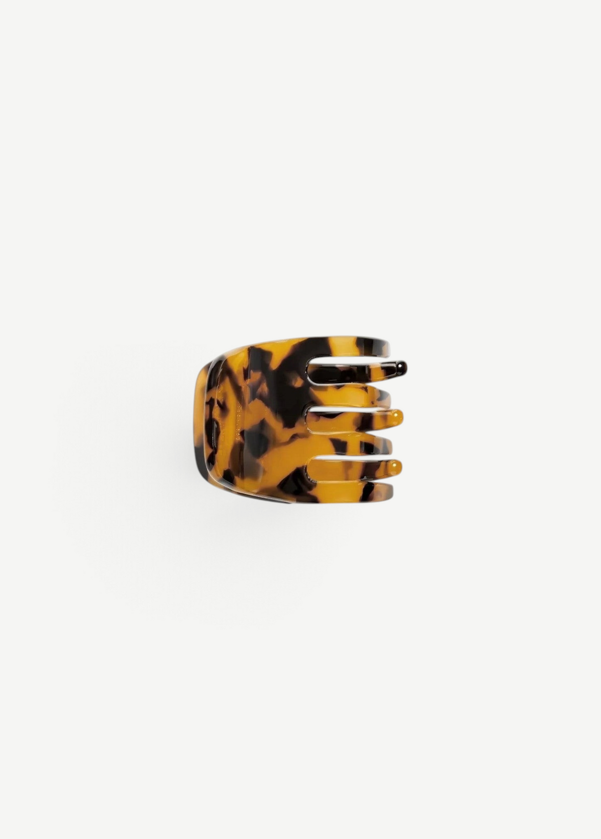 KABE SHOP INC handcrafted mini claw hair clip in a brown and black tortoiseshell Italian bio-acetate pattern