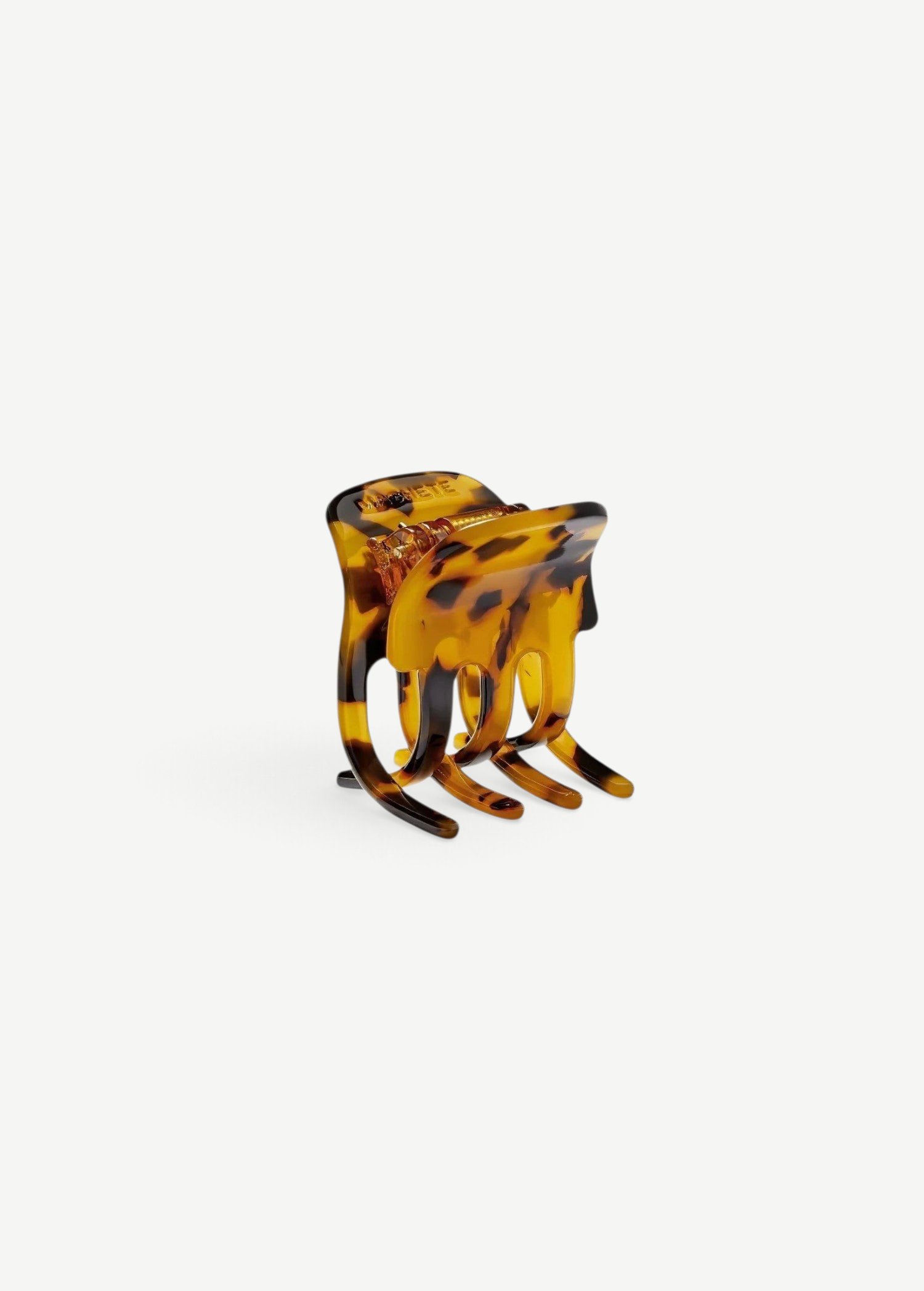 KABE SHOP INC handcrafted mini claw hair clip in a brown tortoise shell pattern made from Italian bio-acetate.