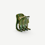 KABE SHOP INC mini claw hair clip in green and brown striped Italian bio-acetate with a secure grip