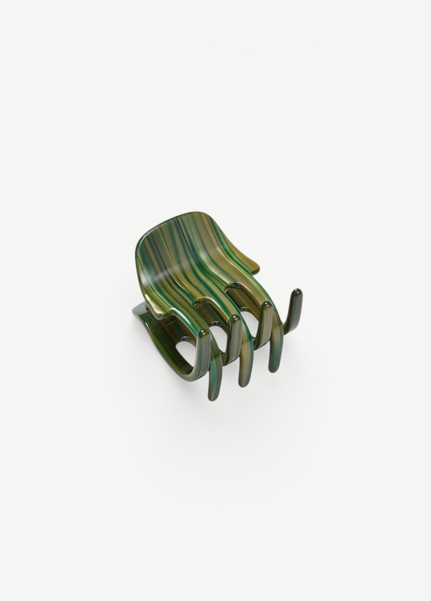 KABE SHOP INC mini claw hair clip in green striped Italian bio-acetate for all hair types