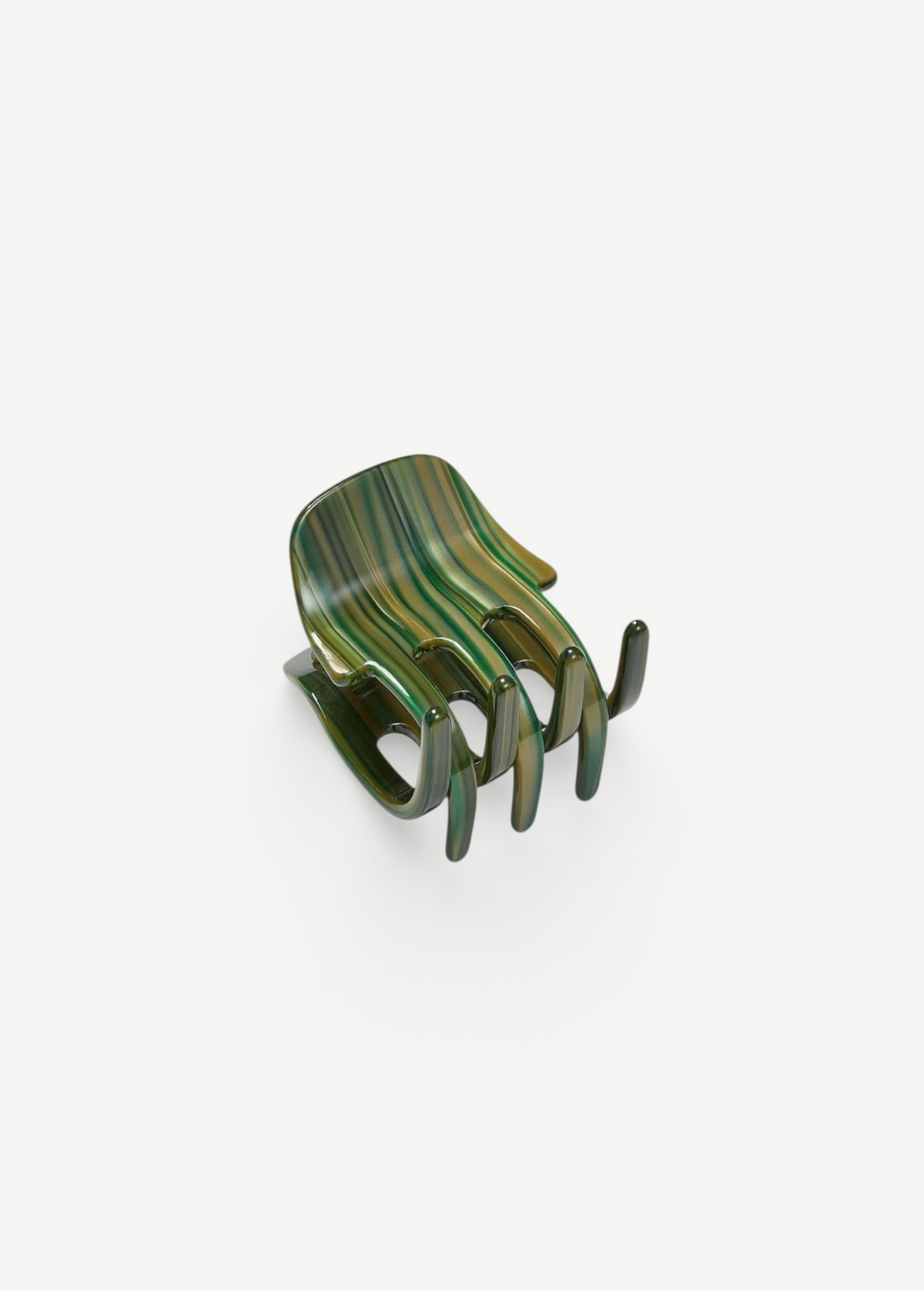 KABE SHOP INC mini claw hair clip in green striped Italian bio-acetate for all hair types