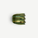 KABE SHOP INC handcrafted mini claw hair clip in green and brown striped Italian bio-acetate