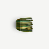 KABE SHOP INC handcrafted mini claw hair clip in green and brown striped Italian bio-acetate