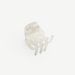KABE SHOP INC handcrafted mini claw hair clip made from translucent white Italian bio-acetate for all hair types.
