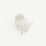 KABE SHOP INC handcrafted mini claw hair clip made from translucent white Italian bio-acetate for all hair types.
