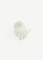 KABE SHOP INC handcrafted mini claw hair clip made from translucent white Italian bio-acetate for all hair types.
