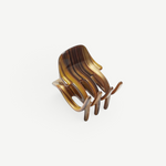 KABE SHOP INC handcrafted mini claw hair clip in a brown striped Italian bio-acetate finish for all hair types.