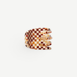KABE SHOP INC mini claw hair clip in a brown and cream checkered Italian bio-acetate pattern