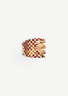 KABE SHOP INC mini claw hair clip in a brown and cream checkered Italian bio-acetate pattern