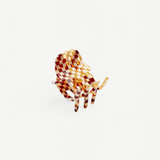 KABE SHOP INC handcrafted mini hair claw clip in a brown and cream checkered Italian bio-acetate pattern
